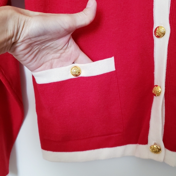 Talbots Classic Red Fine Knit Cardigan Sweater - Picture 8 of 14